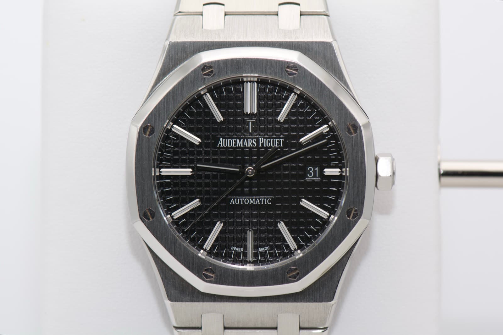 Audemars Piguet Royal Oak 15400ST on a dark surface